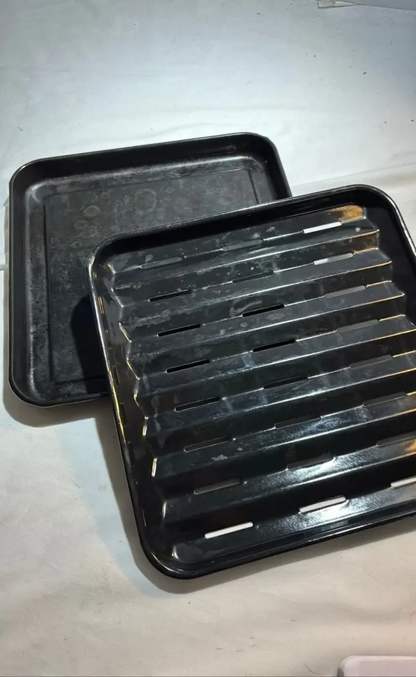 Vintage Metal Roasting Pan with Drip Tray